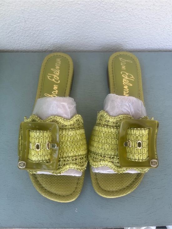 Sam Edelman Shoes - Sam Edelman Green Woven Slide Sandals with Decorative Buckle, Shoe Box included